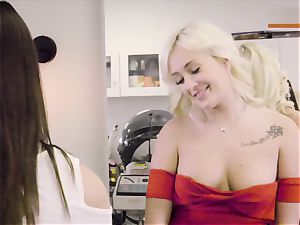 Hairdresser girl/girl twat gobbling with Daisy Lee and Eva lengthy